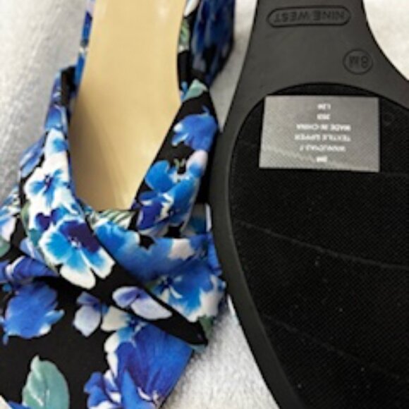 Nine West wedge slides in blue floral textile NWOT Size 8 - Picture 9 of 9